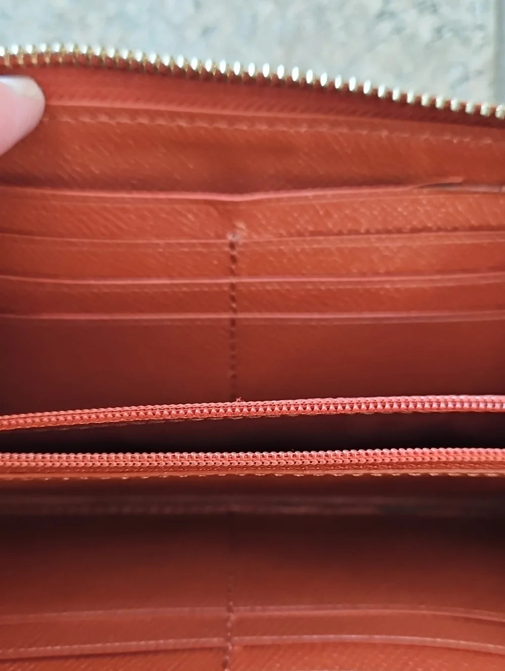 Coach Pebbled Zip Wallet - Rust Brown
